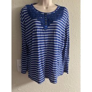Large Esperanza Stripe Long Sleeve Top #52*8